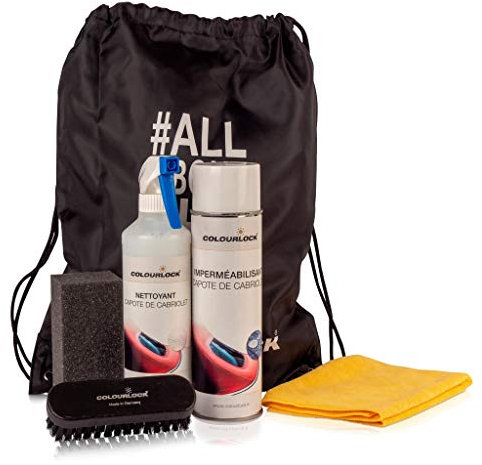Kit d'entretien pour capote de cabriolet - Cabrioverdeck Set (Reiniger 500 ml, Imprägnierung 500 ml, Schwamm, Bürste und Tuch) im Beutel