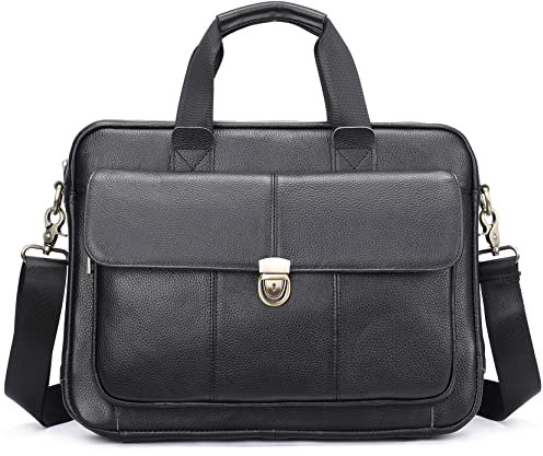 Herren Laptoptasche Arbeitstasche Handtasche, Herren Aktentasche Echtes Leder 14 Zündbuch Laptop Satchel Büroarbeit Business Messenger Schultertasche Computer Handtasche Geschenk for ihn Laptop Busine