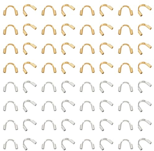 UNICRAFTALE Ungefähr 100 Stück 2 Farben 316 Chirurgischer Edelstahldraht Wächter U-Form Schleifen Terminatoren Drahtschutz U-Form Zubehör Für DIY Halsketten Armbänder Schmuckherstellung Loch 0.7 mm