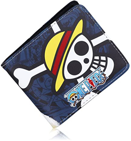 Roffatide Anime One Piece Portefeuille Luffy Chapeau de Paille Pirate en Faux Cuir Slim Multi-Usage pour Hommes et Femmes Double Pli