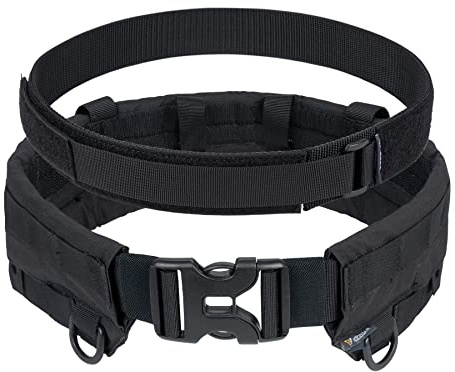IDOGEAR Cintura Tattica Molle Cintura Militare Cintura modulare per rigatori Cintura da Combattimento Regolabile con Cintura Interna e Set di Cinture Esterne (Medium, Black)