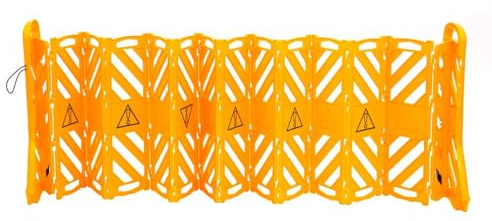 Allpax Mobile Absperrung aus Kunststoff - Länge bis 3,9 m - ausziehbar - gelb/schwarz - mobiles Modell auf Rollen - Absperrzaun, Schutzgitter, Mobilzaun, Absperrgitter