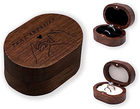 LAIFU Hölzerne Ring Box Personalisierte Ring Box Mit Text und Design für Vorschlag Hochzeit Verlobung