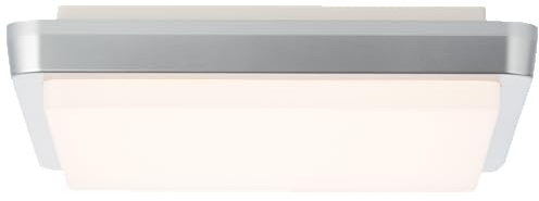 Lightbox LED Außen Wandlampe - 28 x 28 cm - moderne Outdoor Wand- & Deckenleuchte mit silberfarbenen Rahmen & warmweißer Lichtfarbe: 3000 K - strahlwassergeschützt (IP65) - 1500 lm - aus Kunststoff