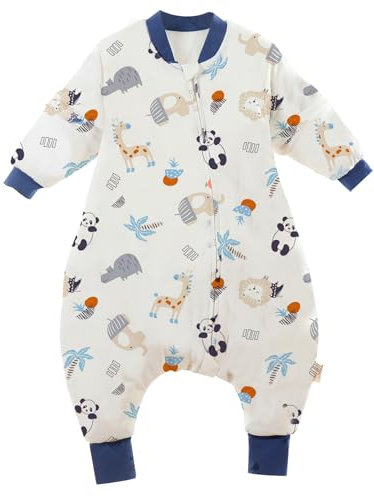 Chilsuessy Baby Schlafsäcke abnehmbar Ärmel Winter kinder Schlafsack mit Füßen, 2.5 Tog ganzjahres Schlafsack Junge Mädchen unisex Overall Schlafanzug, Waldpanda, 90/Baby Höhe 90-100cm