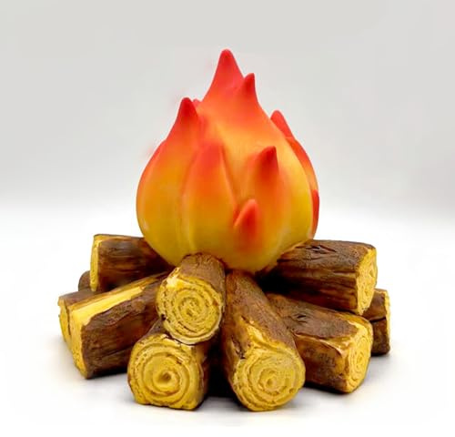 Gnurhok Fake Campfire Night Light, 3D LED Fake Fire Pit Firewood Lamp, Small Electric Faux Fireplace Logs Night Lights, Halloween Christmas Festival Party Decorations for Bar Home Garden Yard