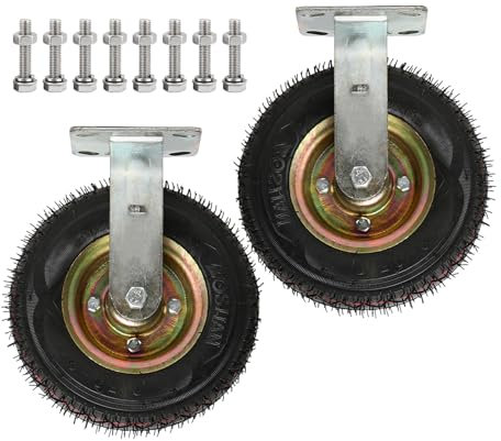 Schwerlast Lenkrolle Industrie Transport Bockrolle 2er SET Ø 150mm 200mm 250mm, Doppelte Kugellager 360°Drehbar Leise Luftreifen Gummi Rollen, Für Ersatz Trolleys Möbel Werkbank DIY ( Color : Fixed ,