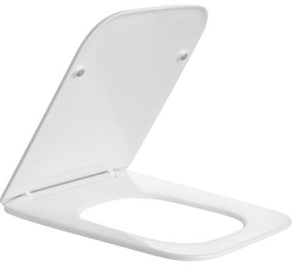 Mass Dynamic Square Toilet Seat Soft Close, One Button Quick Release Toilet Seats for Easy Cleaning, Easy Installation with Top Fixing & Adjustable Hinges, Slim Toilet Seat