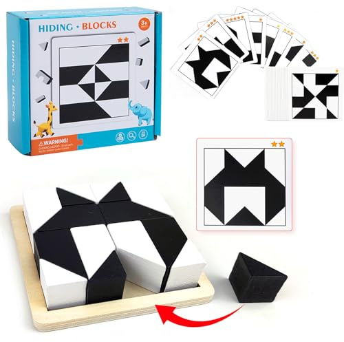 Montessori geometrico forma puzzle blocchi di costruzione in legno 3D Jigsaw Puzzle bambini educativo pensiero logico formazione gioco regali (A)