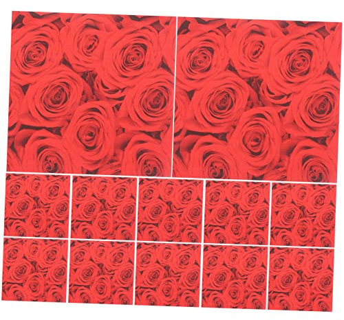 MAGICLULU 20blätter Papierservietten Mit Rosendruck Einwegservietten Für Party Und Valentinstag Partyzubehör in