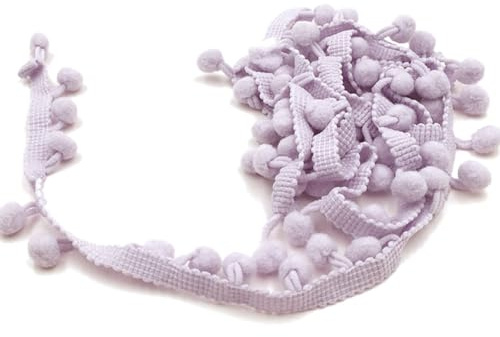 Wisafory 20 yards, passamaneria decorativa per pompon, nastro per pompon, bordatura per cucito, pompon, bordatura per il fai da te, decorazione di vestiti, lilla chiaro