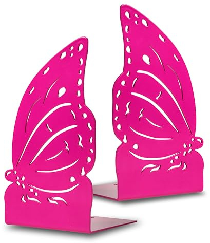 IPEA Buchstützen für Kinderbücher – Made in Italy – Design Schmetterling – Dekorative Buchstützen aus Metall für Kinderzimmer, Zuhause, Schule, Schreibtisch, Regale – bunte Buchstützen mit Kindermotiv