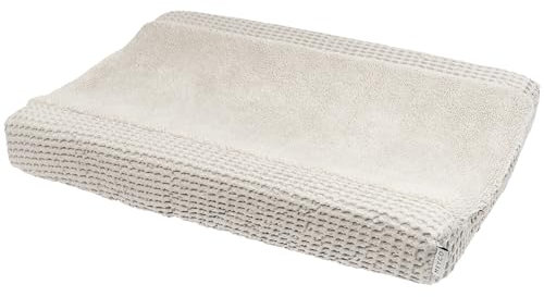 Meyco Wickelauflagenbezug Teddy (kuscheliger Wickeltischauflage Bezug, pflegeleicht & hochwertig, 100% Waffel-Baumwolle, Teddy-Fleece, 50 x 70 cm), Greige