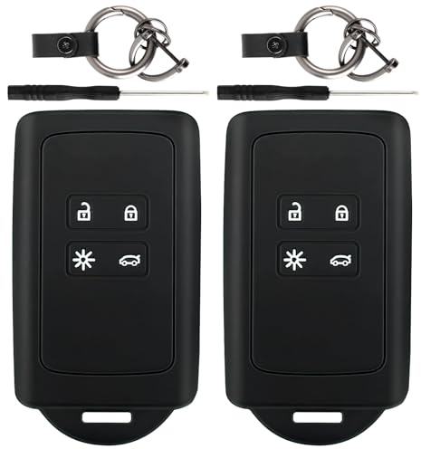 2 Stück Autoschlüssel Hülle kompatibel, Schlüsselanhänger Silikon Schlüsselhülle - Weich, elastisch, kratzfest und wasserdicht - Schützende Abdeckung für Clio, Espace 5, Master Bus, Talisman (Schwarz)