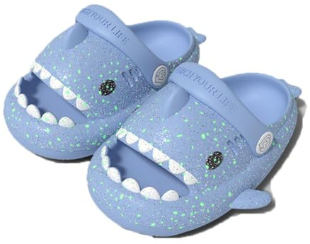 Kids Shark Slides Glow in The Dark, Cloud Shark Slides Angler Fish Slides Glow in the Dark, Luminous Shark Slippers (Blue, Little Kid, 12.5, Numeric, UK Footwear Size System, Medium)
