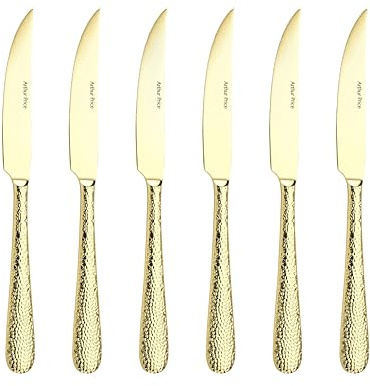 Arthur Price CAVA0841 6 Steak Knives, Stainless Steel, Gold