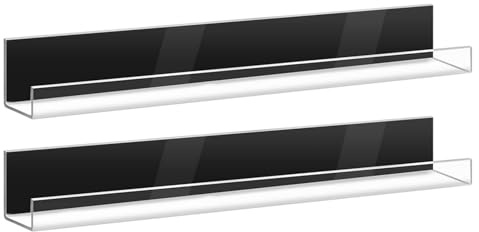 Magnetic Bookshelf - Pack of 2 Magnetic Acrylic Bookshelves, Multifunctional Magnetic Shelf with Hole, Floating Fridge Shelf for Whiteboard, Nursery