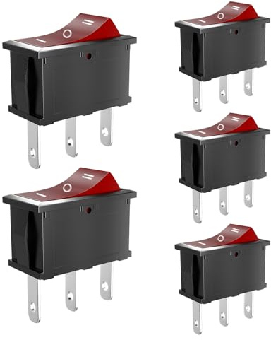 SCOOYUCK 5 Pièces Interrupteur à Bascule, SPDT 15mm x 21mm 2 Broches ON/OFF/ON, 12V 24V 125V 250V Interrupteur a Bascule, Pour Voiture Bateau Appareils Ménagers