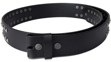 JEAN'S FRIEND Black Rock Nietengürtel aus echtem Leder, Messing-Gürtel, zum Aufstecken, verschiedene Längenoptionen