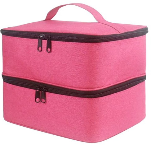 ADERTOS Trousse de Maquillage Organisateur de Vernis à Ongles Sac de Rangement pour Vernis à Ongles Etui à Vernis à Ongles Rangement Onglerie Malette Manucure Double Couche pour Vernis à Ongle (Rose1)
