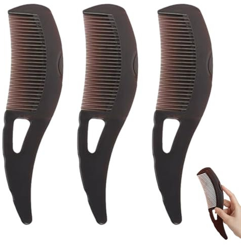 3 pettini per forfora, pettine per pidocchi, pettine in legno, spazzola per capelli a denti cavi, per massaggio del cuoio capelluto e forfora/rimozione dello sporco, impugnatura per raschiare la