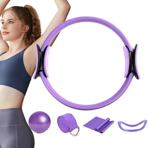 Pilates Ring Set, Pilates Essentials Kit für Frauen, Brust Expander Widerstand L'oop, Multifunktions Fitness Trainer mit Duals-Grip, Trainingsgerät für Core-Training für Bauch, Beine, Po Übungen