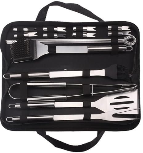 20-teiliges BBQ-Grillwerkzeug-Set, Grillzubehör aus Edelstahl mit Koffer für Camping im Freien, Weihnachts- und Erntedankgeschenke für Männer
