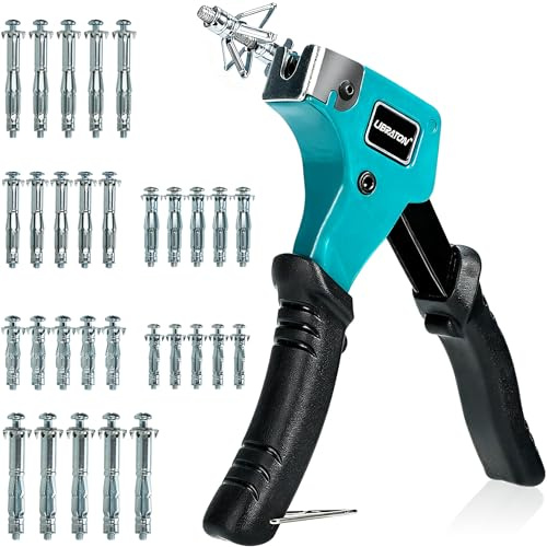 LIBRATON Kit de 30 Chevilles Molly Métalliques avec Pince, 6 Tailles Métalliques pour Placo/Plâtre (3-38mm), Ancrage Creux Charge Lourde 65 lbs, Pour TV, Étagère, Miroir