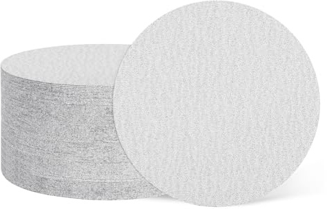 sourcing map 50 Pcs 5 Inch Sanding Disc 80 Grit White Aluminum Oxide | Hook and Loop Sandpaper Random Orbital Sander Pads for Woodworking Automotive Metal Polishing