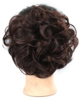jianjunchaling hårdel, lockig hårdel, förlängningar, hårgummi, hög stickning, syntetiska kammar i mässy bun-hårstycke för kvinnor hår ponytail för kvinnor flickor (medium brun)