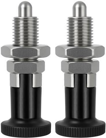 Push Fit Ball Nose M10x1.5 Spring Plunger 2PCS Return Pull Knob Spring Loaded Plunger 304 Stainless Steel Retractable Coarse Thread Index for Industrial Equipment, Self Lock Indexing Quick Release Pin