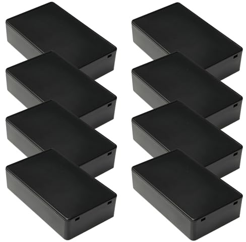 8 Pcs Plastic Project Box, Small Junction Box 70x45x18mm ABS Waterproof Electrical Boxes Black Enclosure for Electronics Case