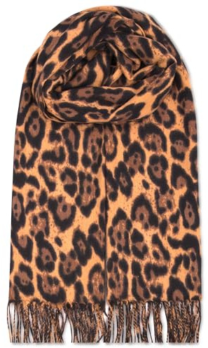 malito - Damen Modeschal - weicher XXL Viskosemix Baumwolle Schal - Winterschal Leo-Print modern & lang - Pashmina Stola Animalprint S605