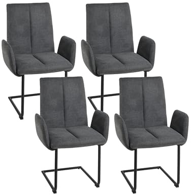 Duo Collection Esszimmerstuhl Emmy | Webstoff anthrazit | Freischwinger (mit Armleh)