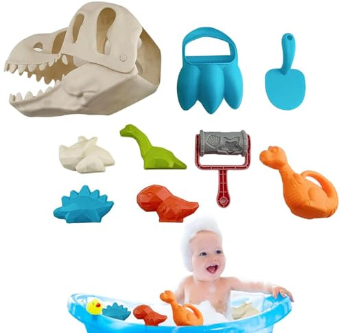 Giocattoli da Spiaggia di Viaggio, Gioco Acquatico Dinosari Colorato e Giocoso, Set di Giocattoli di Sabbia da Spiaggia per l'Estate per Ragazze Ragazzi Vacanze Campeggio Giardino Interno Esterno