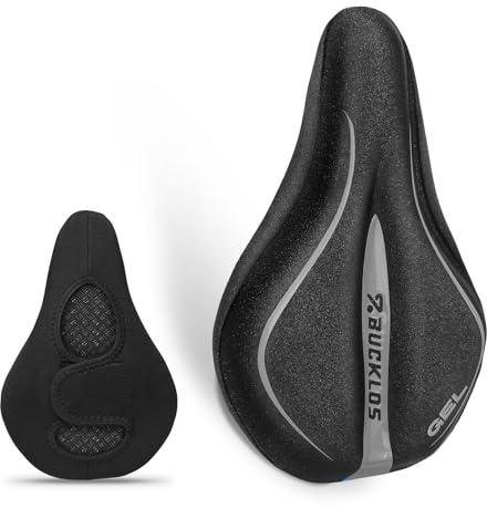 AEYINO Bike Seat Cushion Gel Padded Cover 11×7×1.2 inch for Mtb | Memory foam bicycle saddle, absorbs vibrations, Extra Soft Bicycle Seat cover compatible with peloton Suitable for road bikes