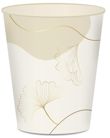 itenga Papierkorb Büro groß ca 15 Liter – Abfalleimer aus robustem Kunststoff - 35 cm hoch Ø oben 26 cm, leicht zu reinigen, dezente Farben & Muster (BOC2-beige)