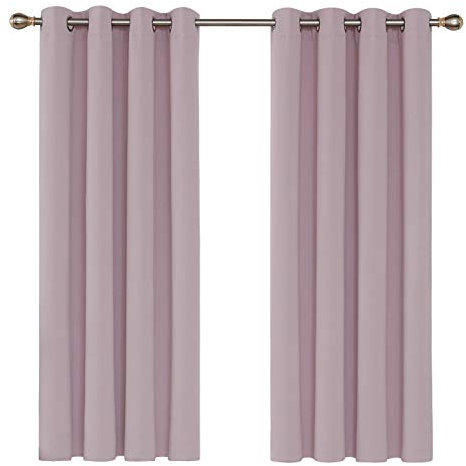 Deconovo Solid Room Darkening Curtains Thermal Insulated Eyelet Blackout Curtains for Girls Bedroom 140x180cm Baby Pink 2 Panels