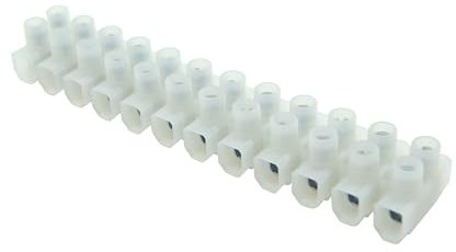 KOBAN TS 04 NA Regleta de Conexión Eléctrica 4 mm² con 12 Conductores 450 V. Clema para Cables Eléctricos de Poliamida 6.6 en Color Blanco, con Borna de Conexión de Latón y Tornillos de Acero Zincado