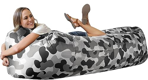 WEKAPO Aufblasbare Liege/Sofa, tragbar, wasserfestes und luftdichtes Design, ideale Couch für Garten, See, Strand, Reisen, Camping, Picknicks und Musikfestivals, Camouflage