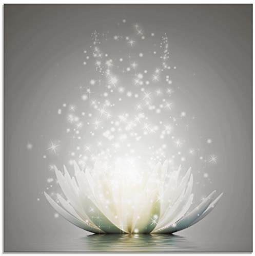 ARTland Wanddeko Glasbilder Wandbild Glas Bild einteilig 40x40 cm Quadratisch Blumen Lotusblume Blüte Natur Seerose Abstrakt Kunst S7FD