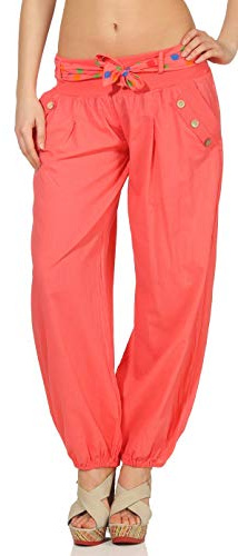Malito Pantaloni alla Zuava Classico Design Boyfriend Aladin Harem Pantaloni Sbuffo Pantaloni Pump Baggy Yoga 3417 Donna Taglia Unica (Corallo)