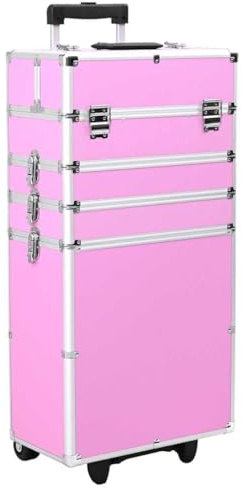 vidaXL Carrello per trucco in alluminio rosa
