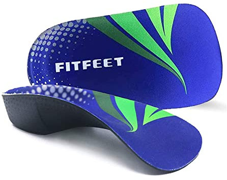 RooRuns Orthotic Insoles, 3/4 High Arch Support Shoe Inserts Insoles for Flat Feet, Plantar Fasciitis, Foot Arch, Feet Fatigue - Heel Cushion for Men, Woman, Medium (6-9.5 UK), Deep Blue