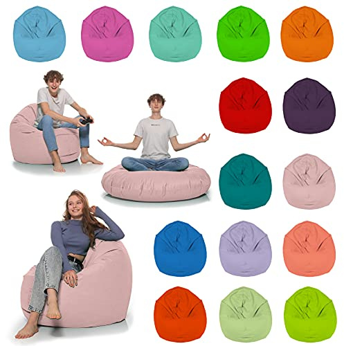 HomeIdeal - Sitzsack 2-in-1 Funktionen Bodenkissen für Erwachsene & Kinder - Gaming oder Entspannen - Indoor & Outdoor da er Wasserfest ist - mit EPS Perlen (Puderrosa, 135 cm Durchmesser)
