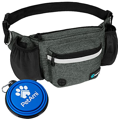 PetAmi Dog Fanny Pack, Treat Pouch for Dog Walking Training, Dark Gray