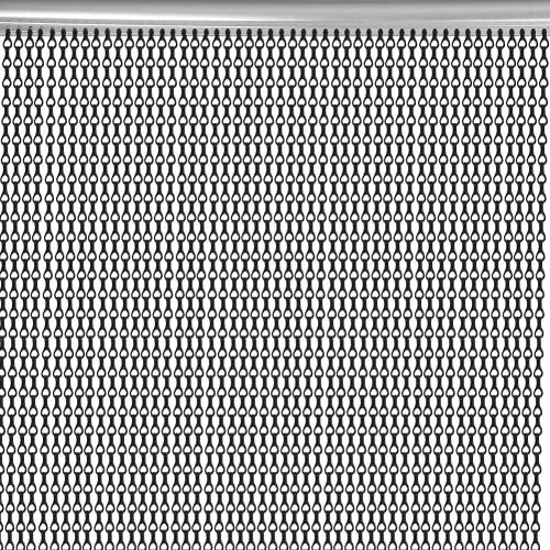 FTVOGUE Metallkette, Kettenvorhang Jalousien Screen Control Schwarz Fliegengitter aus Aluminium kettenvorhang türvorhang für Geschäfte für Wintergärten für Küchen