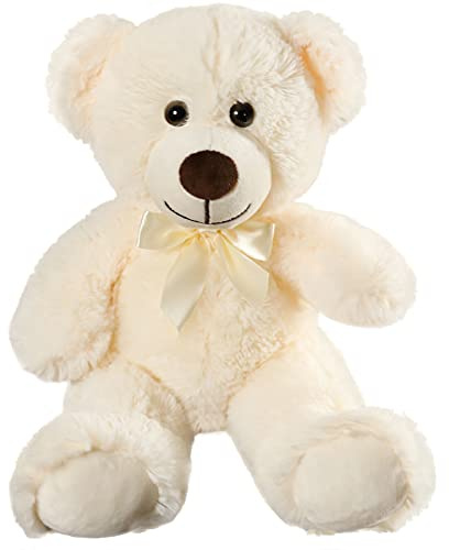 SNOWOLF Peluche d'ours Adorable Animal empaillé Oreiller poupée d'ours Cadeau d'enfant garçon Fille Anniversaire Noël Saint Valentin (13.7In/35CM,Cream)