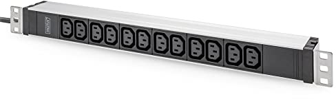 DIGITUS 19 Power Strip - 12 Sockets C13-1U - 250VAC - 50/60Hz - 10A - with Line Protection Switch - for Network Cabinets and 19 Inch Server