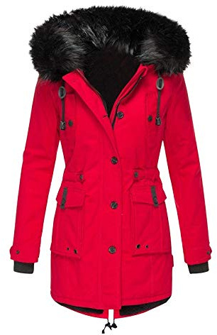 Szshaoye Womens Fleece Jackets Full Zip Women's Plus Size Winter Coats, Women's Waterproof Ski Jacket Hooded Winter Snow Coat Windproof Raincoat Winter Warm Snow Coat(Red-e,XXL)